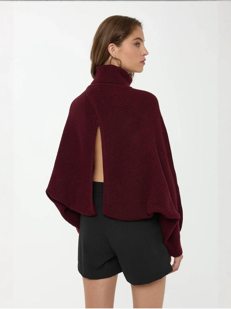 Pull à col roulé et manches longues Rouge bordeaux - Kiabi