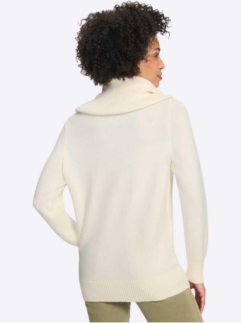 Pull à col roulé grand col roulé - taille standard - helline Ivoire - Kiabi