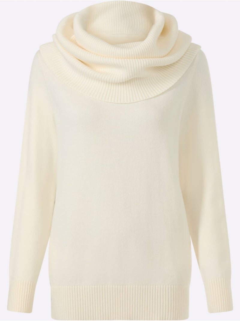Pull à col roulé grand col roulé - taille standard - helline Ivoire - Kiabi
