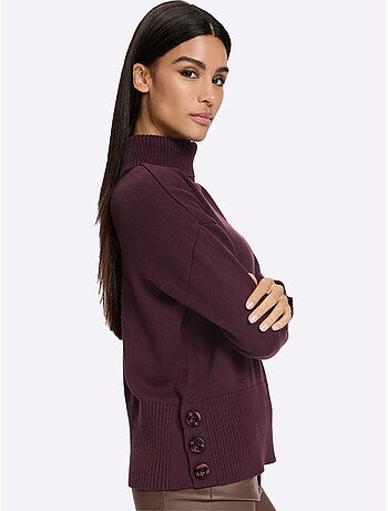Pull à col roulé hautes fentes latérales originales - taille standard - helline