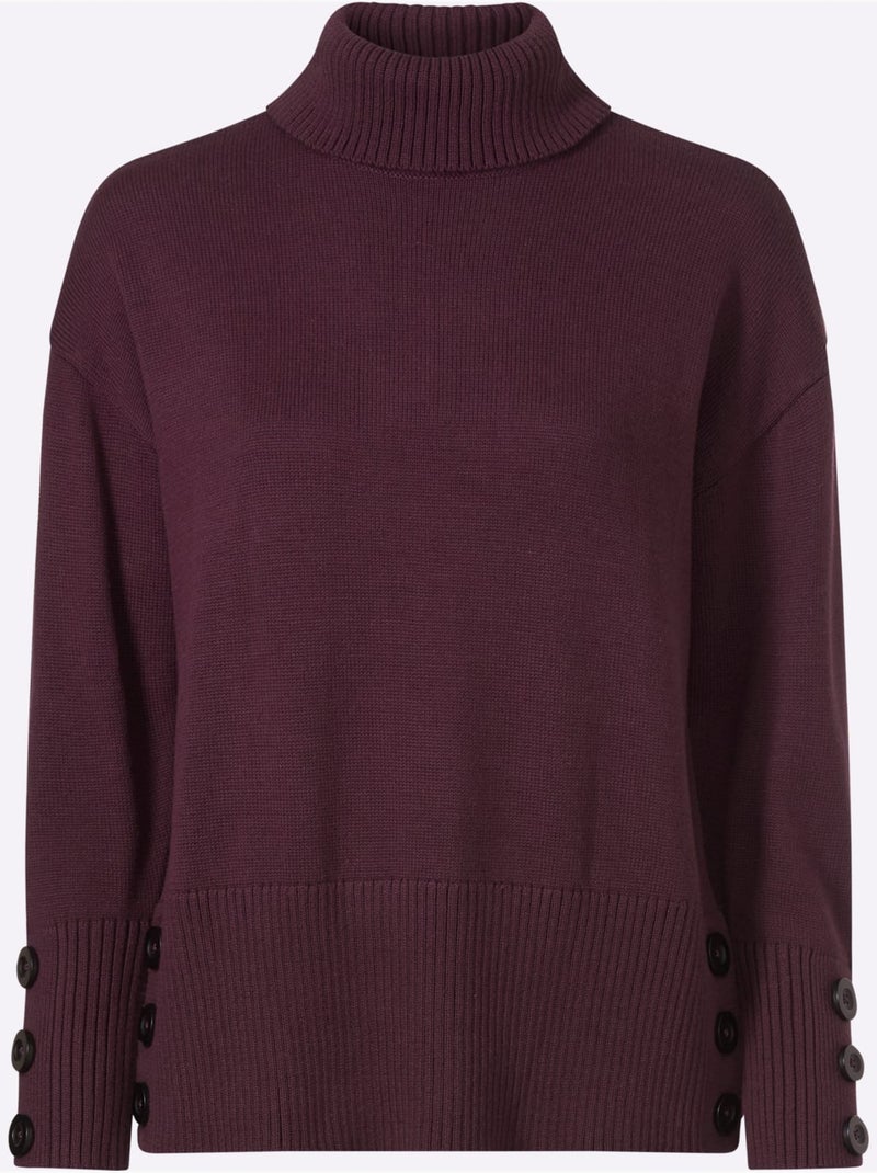 Pull à col roulé hautes fentes latérales originales - taille standard - helline Noir Bordeaux - Kiabi