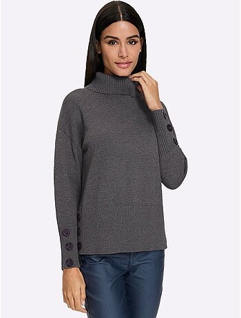 Pull à col roulé hautes fentes latérales originales - taille standard - helline