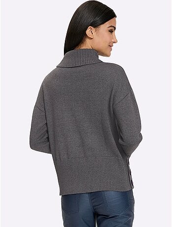 Pull à col roulé hautes fentes latérales originales - taille standard - helline