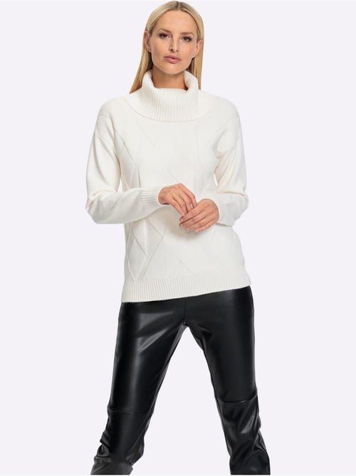 Pull à Col Roulé Joli Motif Tricoté - Taille Standard - Helline - Kiabi