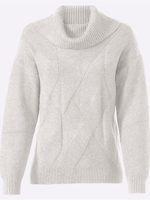 Pull à Col Roulé Joli Motif Tricoté - Taille Standard - Helline - Kiabi
