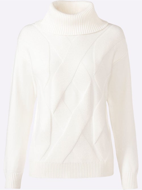 Pull à Col Roulé Joli Motif Tricoté - Taille Standard - Helline - Kiabi