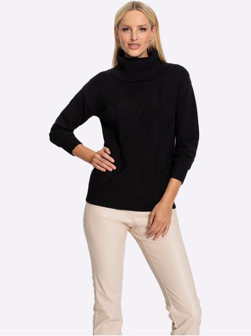 Pull à Col Roulé Joli Motif Tricoté - Taille Standard - Helline - Kiabi