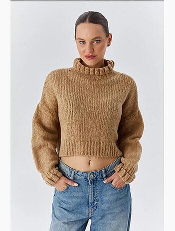 Pull à col roulé mi-long coupe décontractée mixray