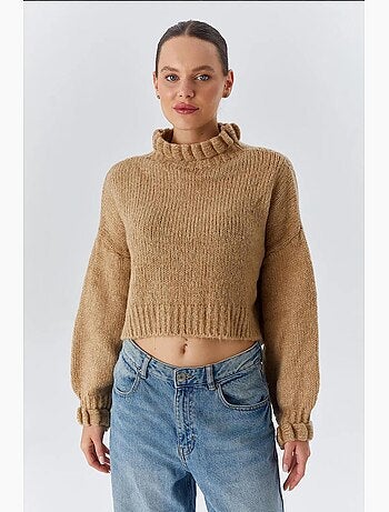 Pull à col roulé mi-long coupe décontractée mixray