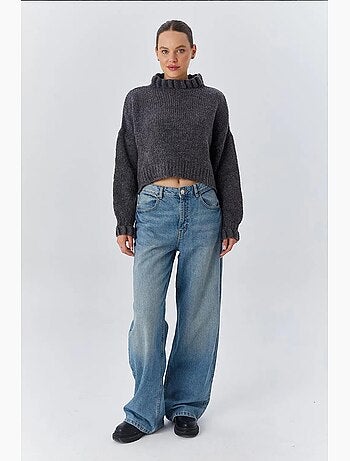 Pull à col roulé mi-long coupe décontractée mixray