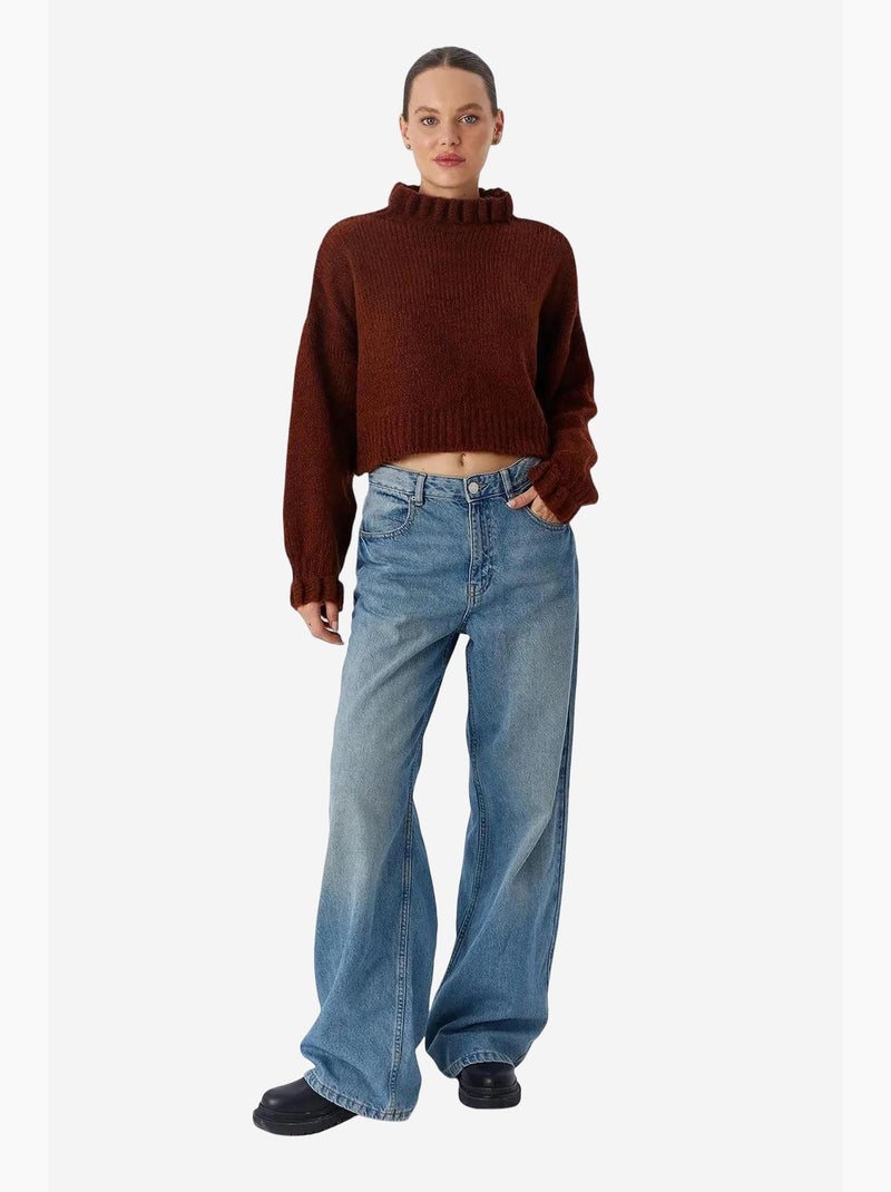 Pull à col roulé mi-long coupe décontractée mixray Marron foncé - Kiabi