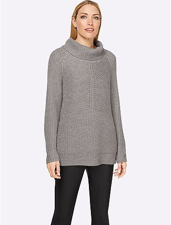 Pull à col roulé motif maille moderne - taille standard - helline