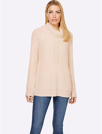 Pull à col roulé motif maille moderne - taille standard - helline