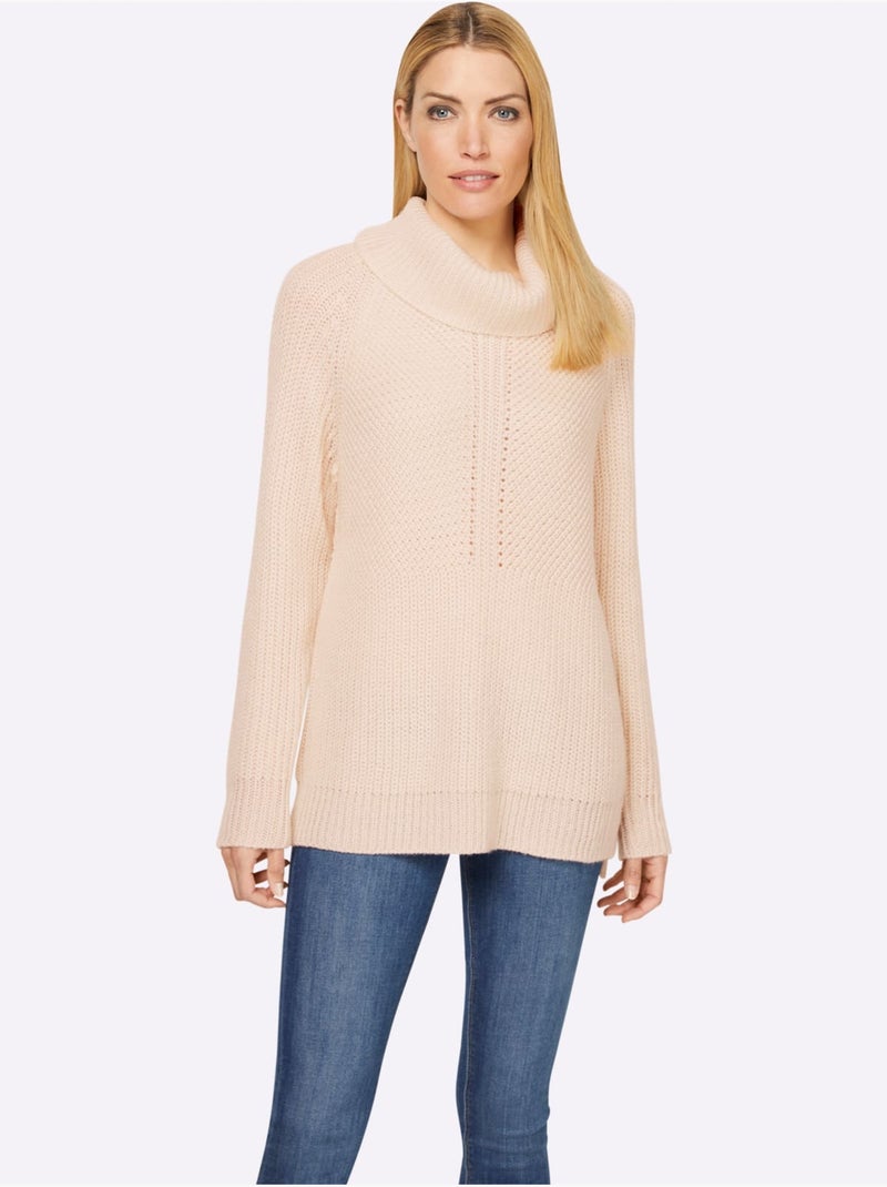 Pull à col roulé motif maille moderne - taille standard - helline Ivoire - Kiabi