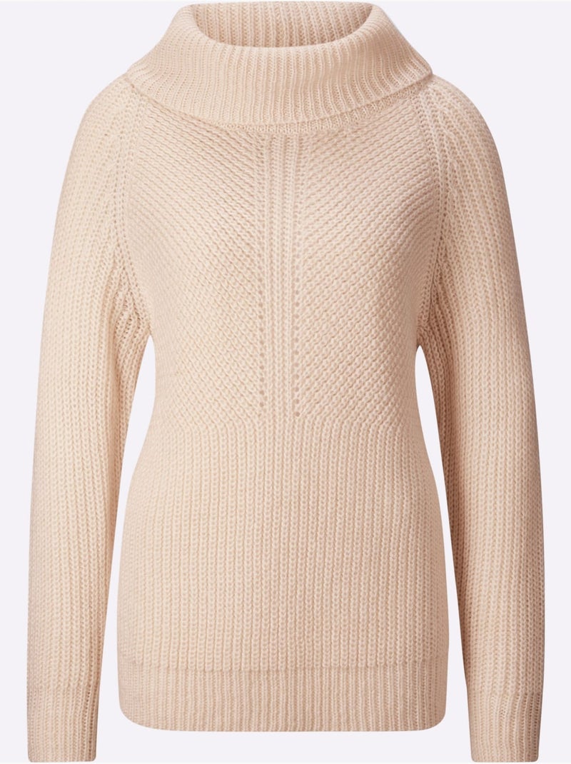 Pull à col roulé motif maille moderne - taille standard - helline Ivoire - Kiabi