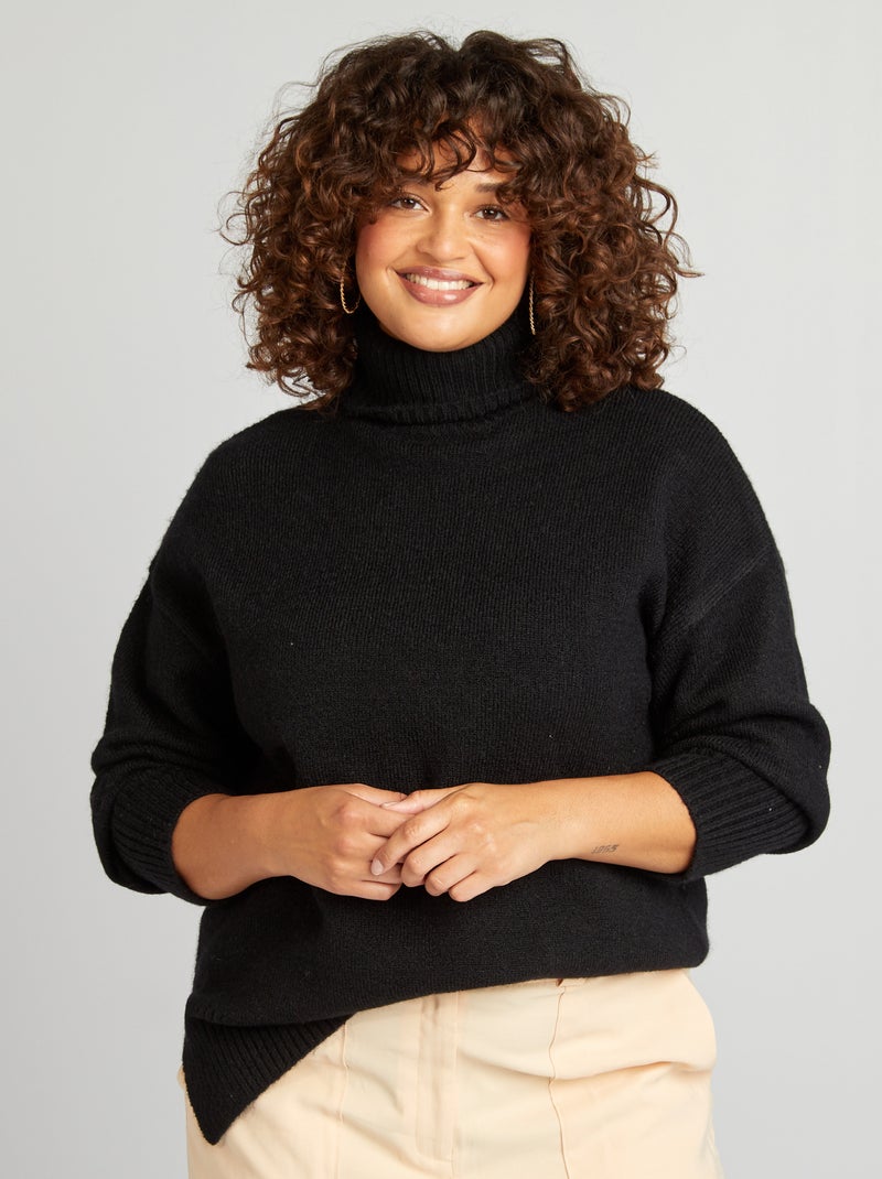 Pull à col roulé noir - Kiabi