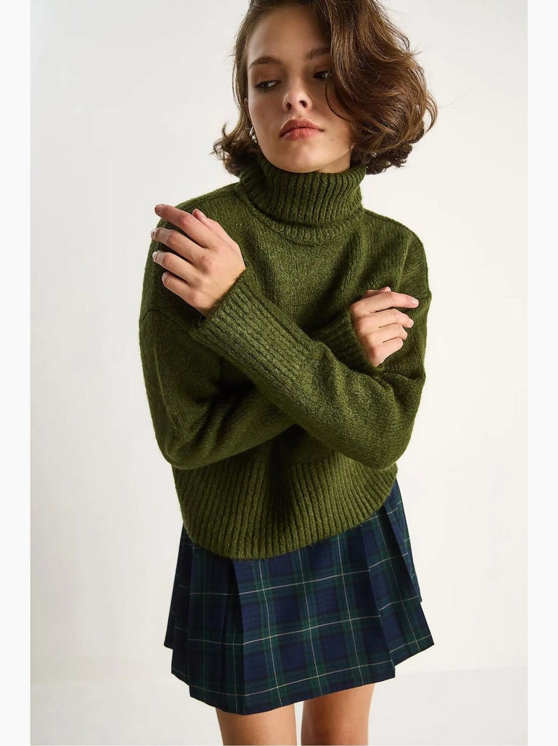 Pull à col roulé oversize en maille lucci Vert bouteille - Kiabi