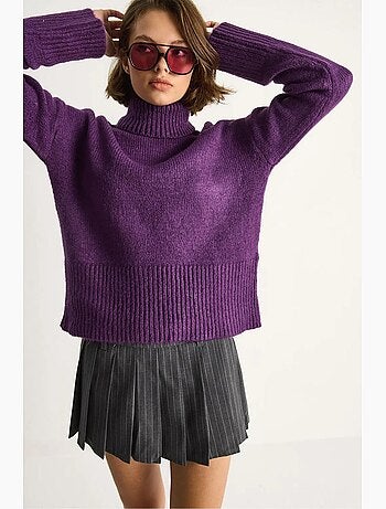 Pull à col roulé oversize en maille lucci