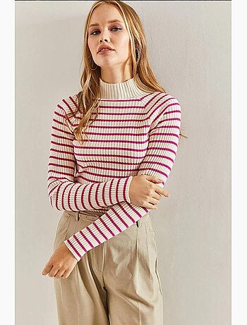 Pull à col roulé rayé lucci