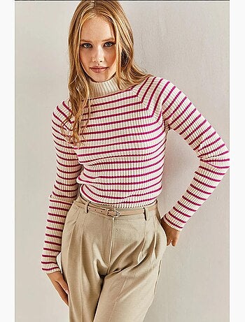 Pull à col roulé rayé lucci