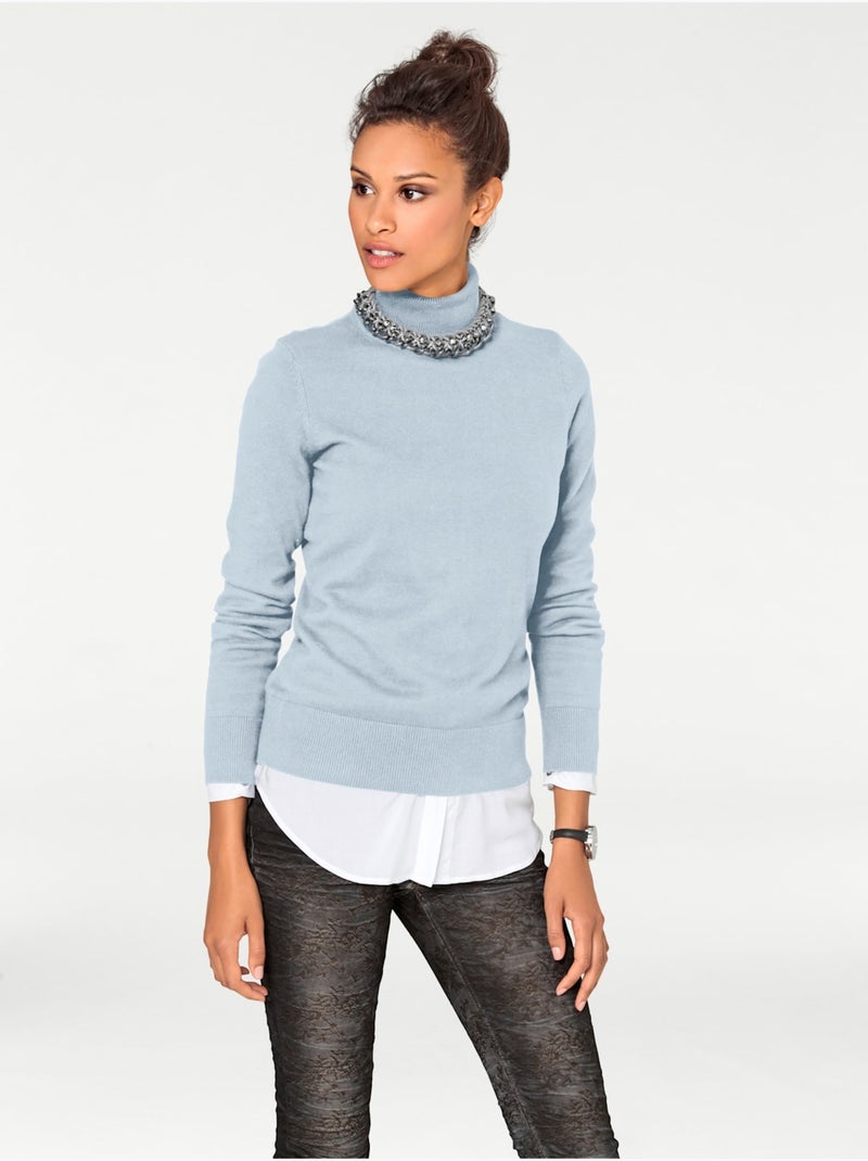 Pull à Col Roulé Superbe Basique Facile à Associer - Taille Standard - Helline Bleu - Kiabi