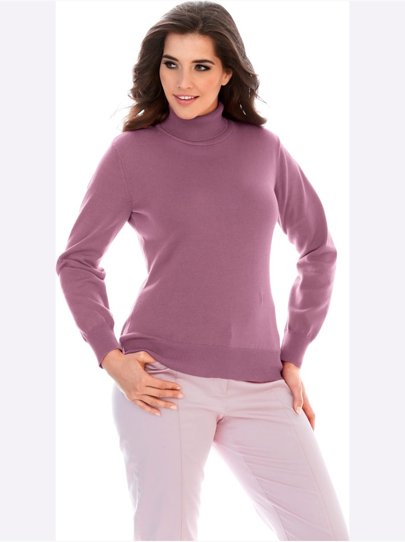 Pull à Col Roulé Superbe Basique Facile à Associer - Taille Standard - Helline Mauve - Kiabi