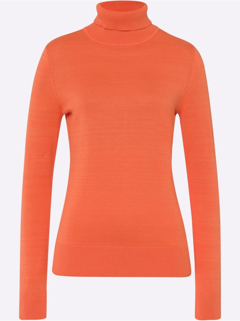 Pull à Col Roulé Superbe Basique Facile à Associer - Taille Standard - Helline Orange - Kiabi