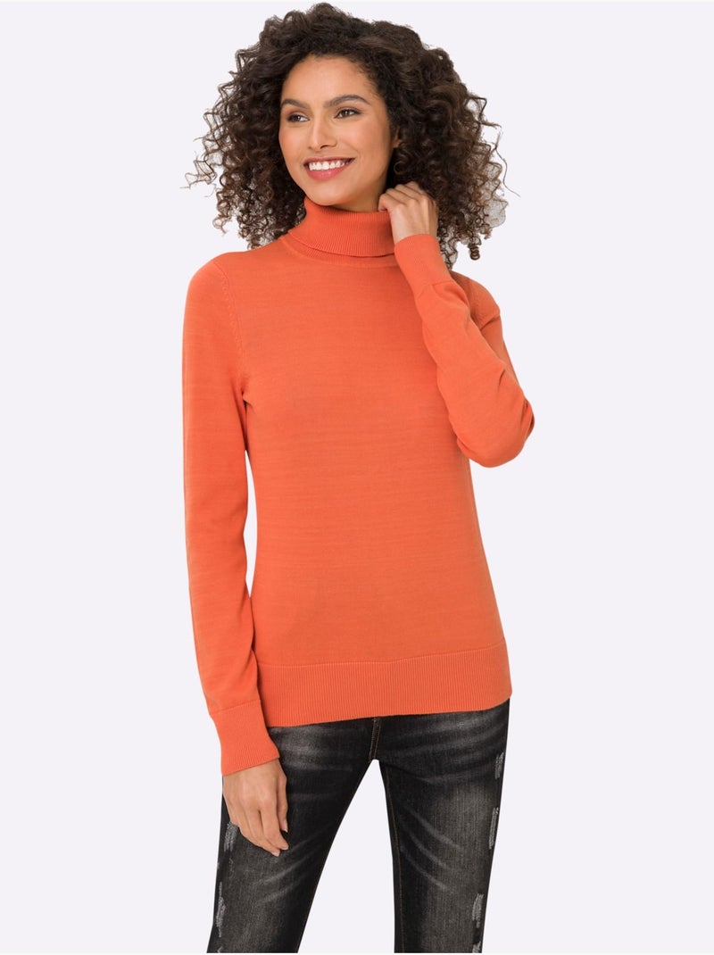 Pull à Col Roulé Superbe Basique Facile à Associer - Taille Standard - Helline Orange - Kiabi