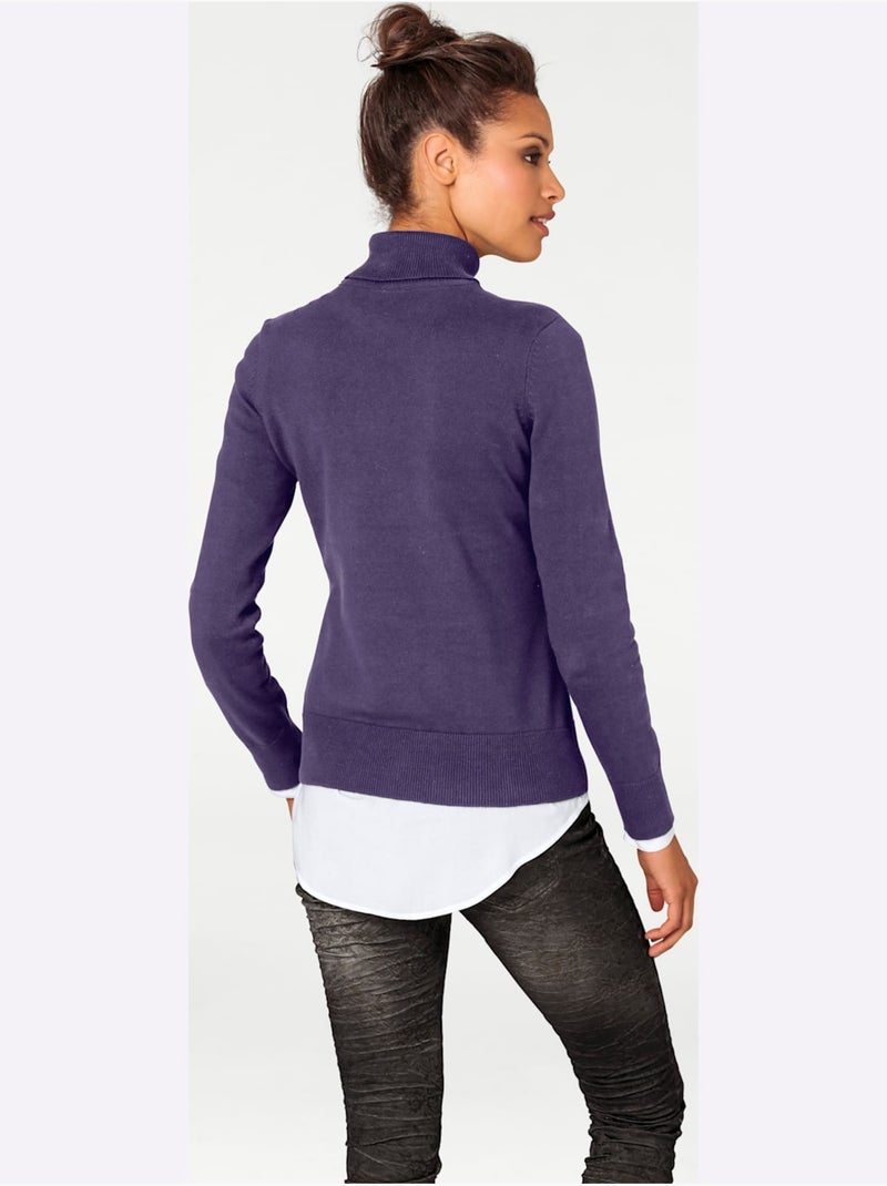 Pull à Col Roulé Superbe Basique Facile à Associer - Taille Standard - Helline Prune - Kiabi