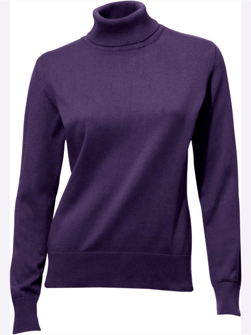 Pull à Col Roulé Superbe Basique Facile à Associer - Taille Standard - Helline Prune - Kiabi
