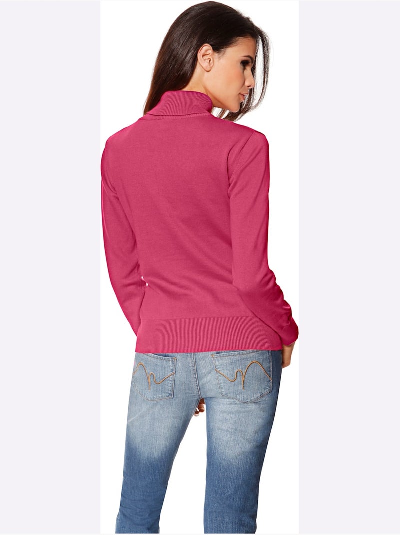Pull à Col Roulé Superbe Basique Facile à Associer - Taille Standard - Helline Rose fushia - Kiabi