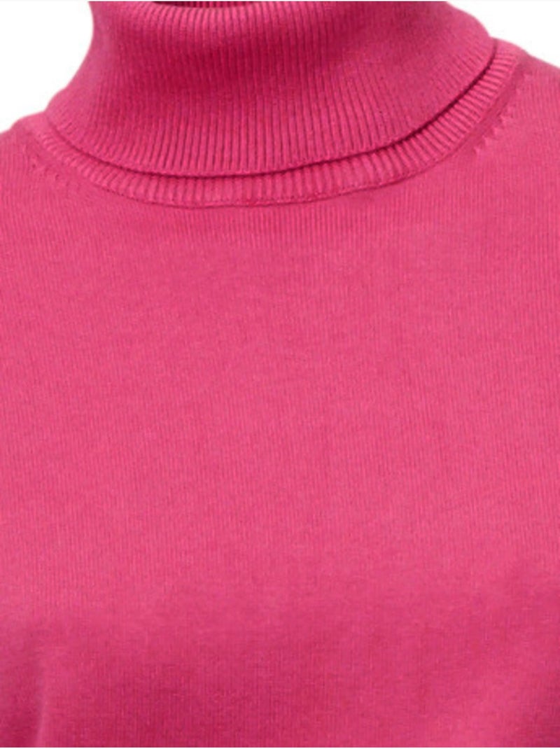 Pull à Col Roulé Superbe Basique Facile à Associer - Taille Standard - Helline Rose fushia - Kiabi