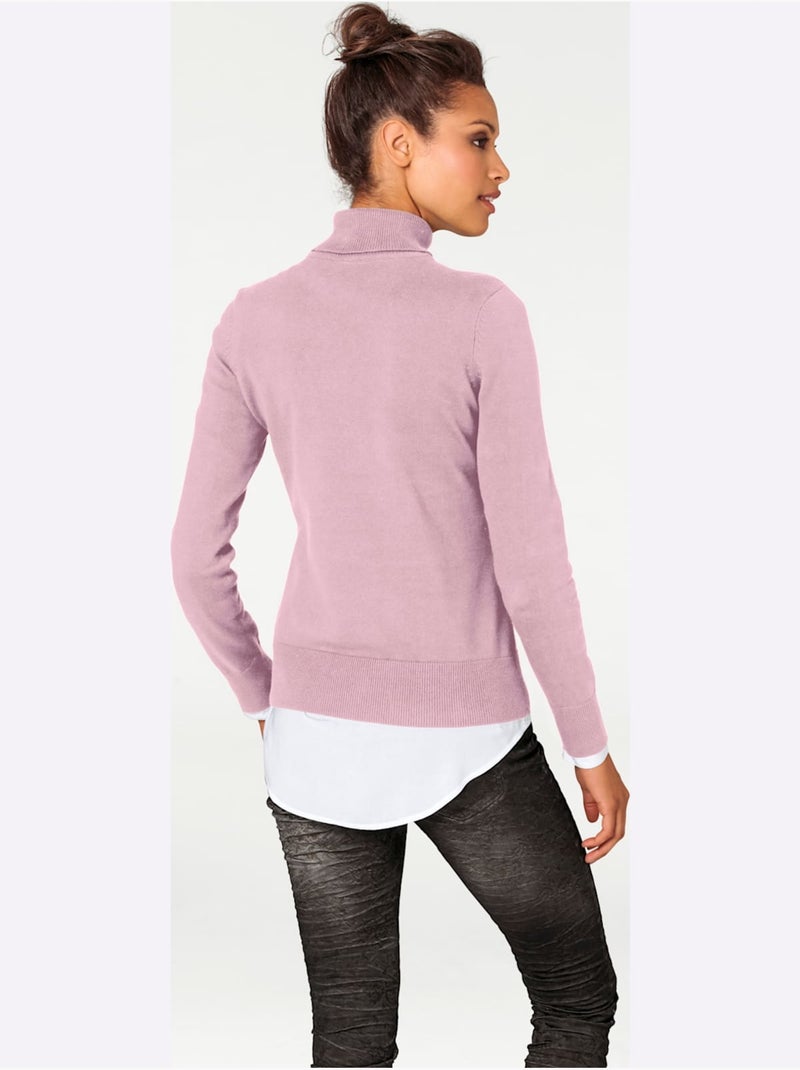 Pull à Col Roulé Superbe Basique Facile à Associer - Taille Standard - Helline Rose - Kiabi