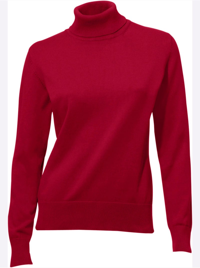 Pull à Col Roulé Superbe Basique Facile à Associer - Taille Standard - Helline Rouge - Kiabi
