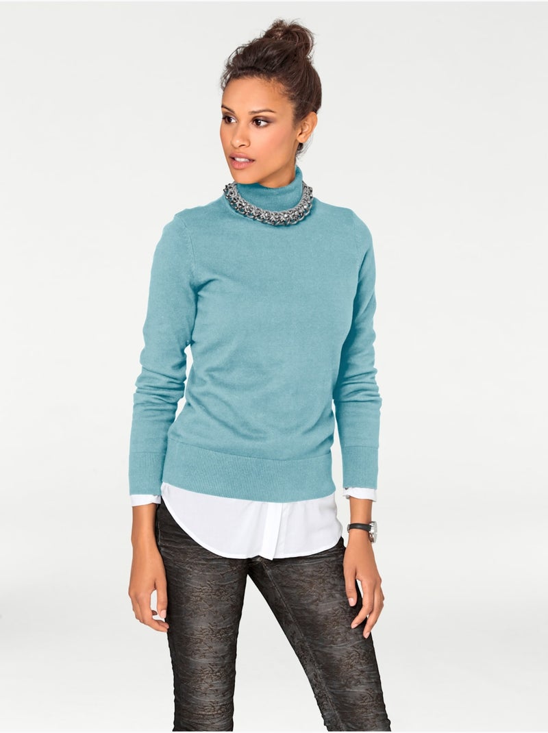Pull à Col Roulé Superbe Basique Facile à Associer - Taille Standard - Helline Vert d'eau - Kiabi