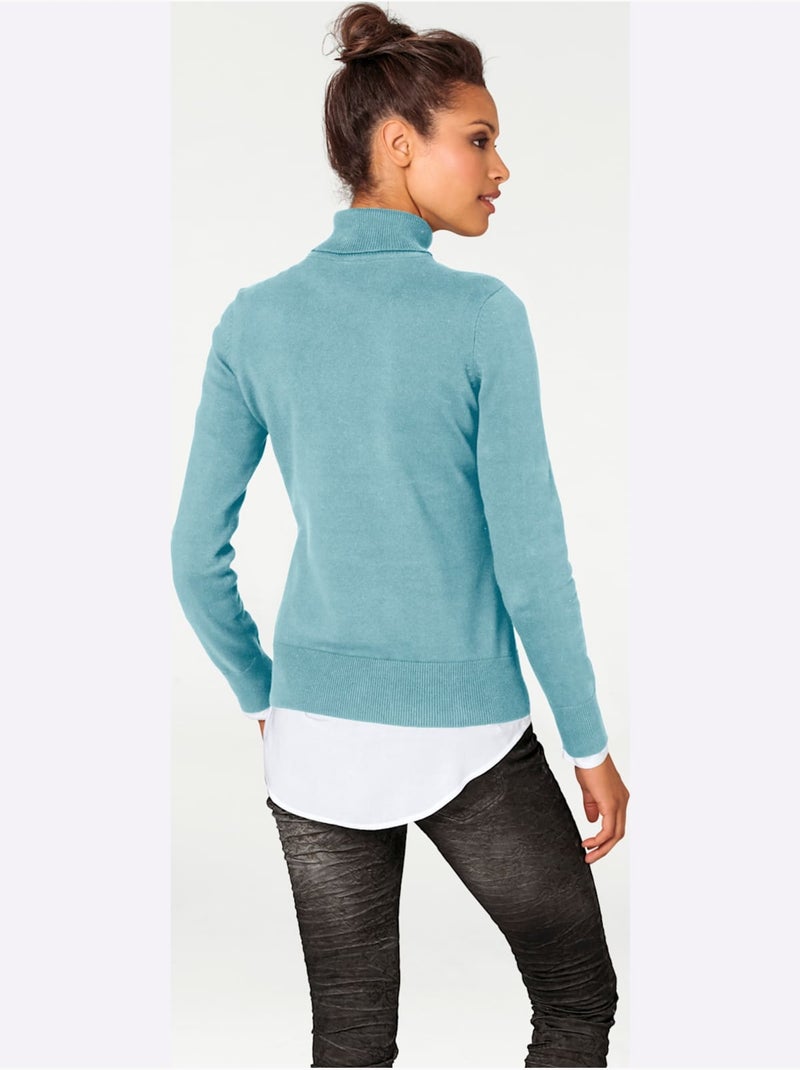 Pull à Col Roulé Superbe Basique Facile à Associer - Taille Standard - Helline Vert d'eau - Kiabi