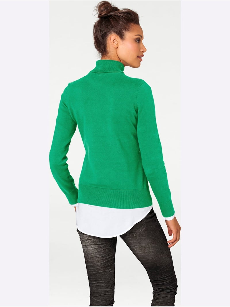 Pull à Col Roulé Superbe Basique Facile à Associer - Taille Standard - Helline Vert - Kiabi