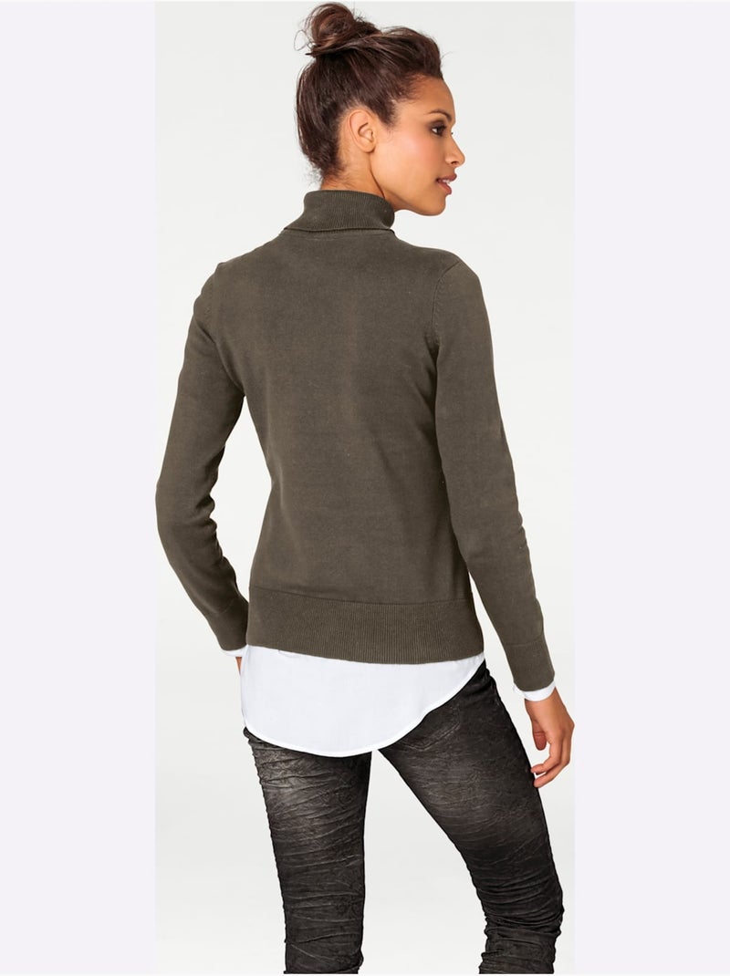 Pull à Col Roulé Superbe Basique Facile à Associer - Taille Standard - Helline Vert olive - Kiabi