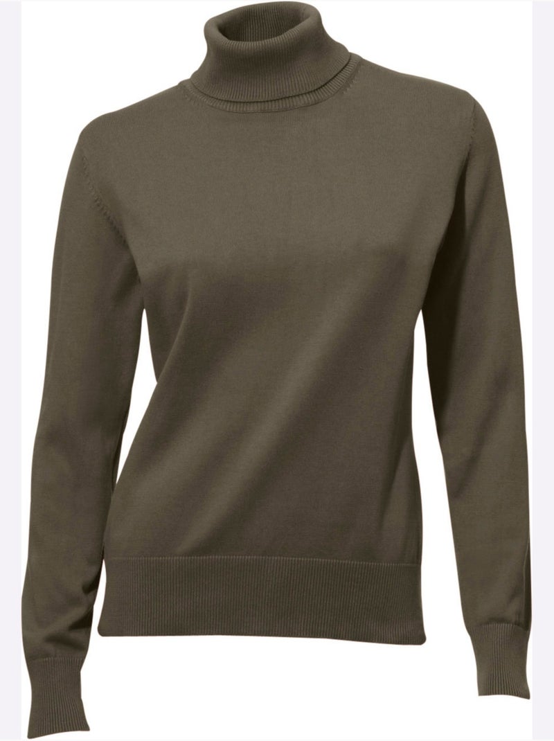 Pull à Col Roulé Superbe Basique Facile à Associer - Taille Standard - Helline Vert olive - Kiabi