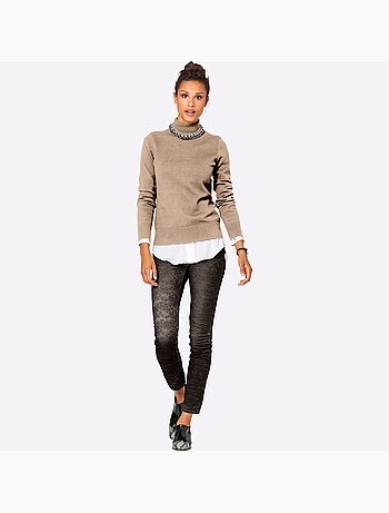 Pull à col roulé tricot fin et doux - taille standard - helline