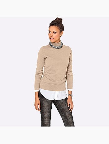 Pull à col roulé tricot fin et doux - taille standard - helline