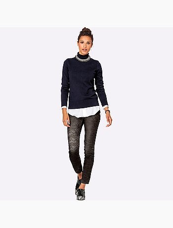 Pull à col roulé tricot fin et doux - taille standard - helline