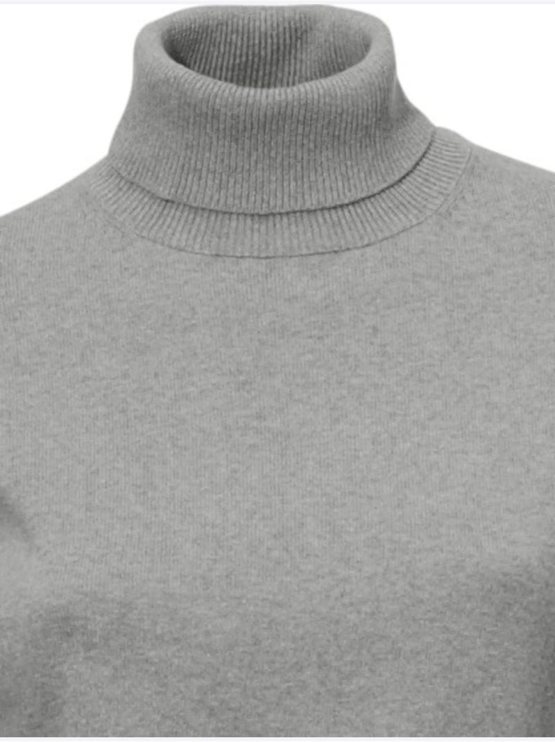 Pull à Col Roulé Tricot Fin Et Doux - Taille Standard - Helline Gris chiné - Kiabi