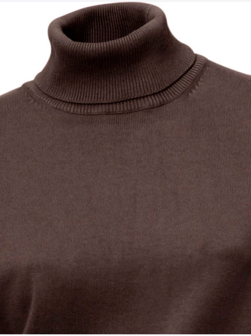 Pull à Col Roulé Tricot Fin Et Doux - Taille Standard - Helline Marron/Choco - Kiabi