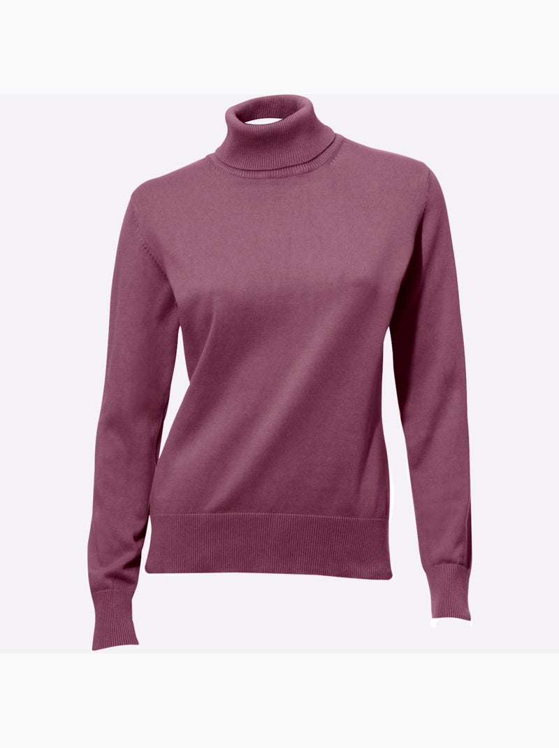Pull à col roulé tricot fin et doux - taille standard - helline Mauve - Kiabi