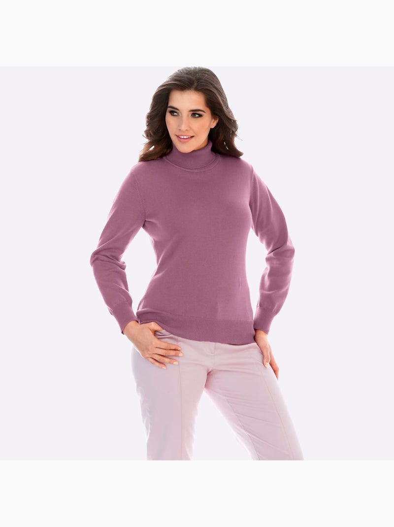Pull à col roulé tricot fin et doux - taille standard - helline Mauve - Kiabi