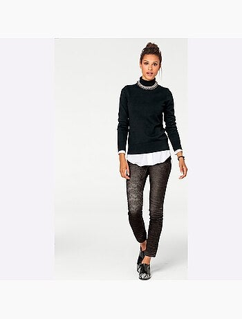 Pull à col roulé tricot fin et doux - taille standard - helline