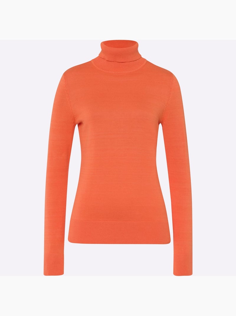 Pull à col roulé tricot fin et doux - taille standard - helline Orange - Kiabi