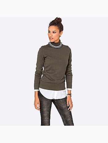 Pull à col roulé tricot fin et doux - taille standard - helline