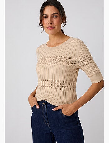 Pull à côtes ajourées - Damart